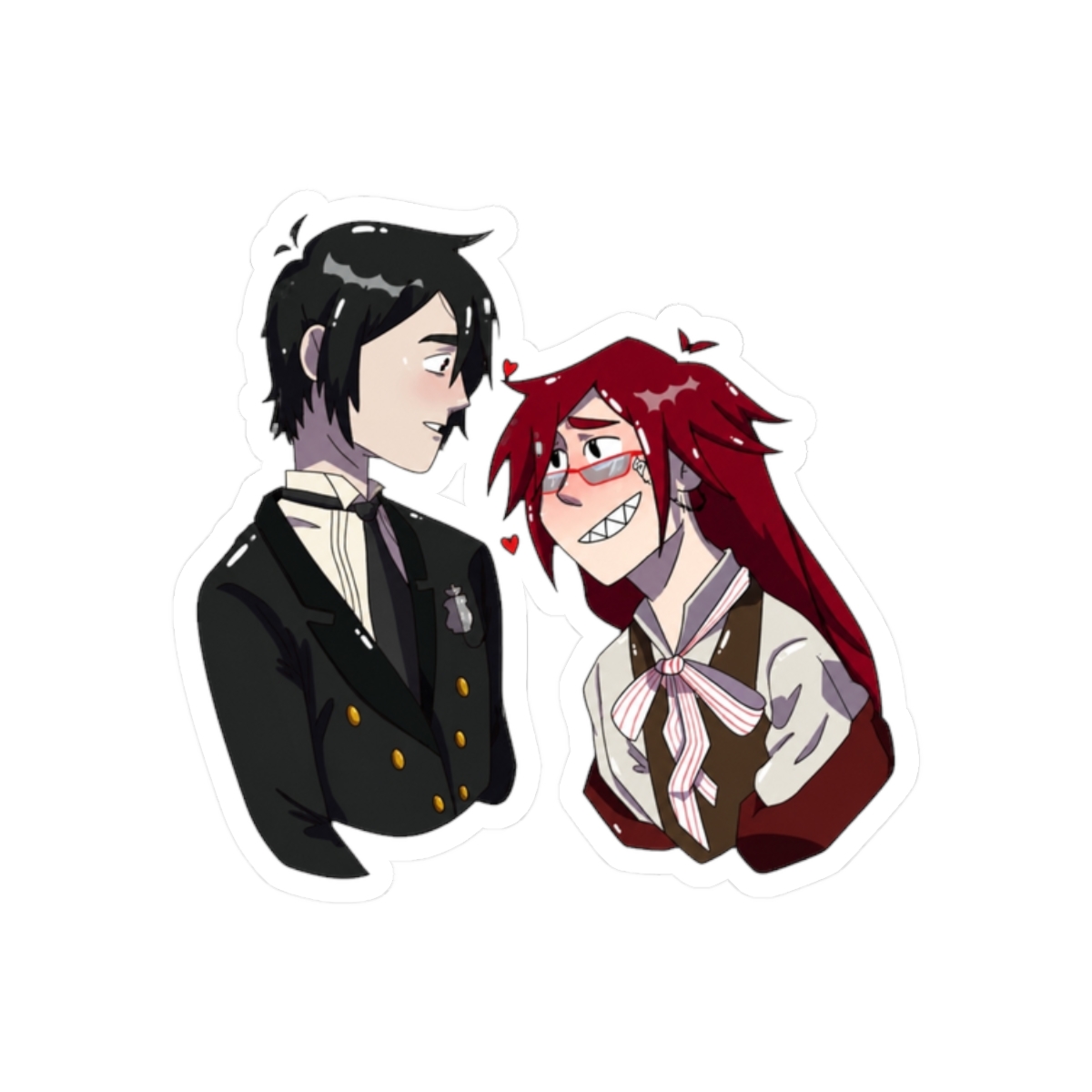 Sebagrell Sticker - Sebastian Michaelis & Grell Sutcliff Fanart | Black Butler Anime Ship Sticker - alternate angle 3, merchandise